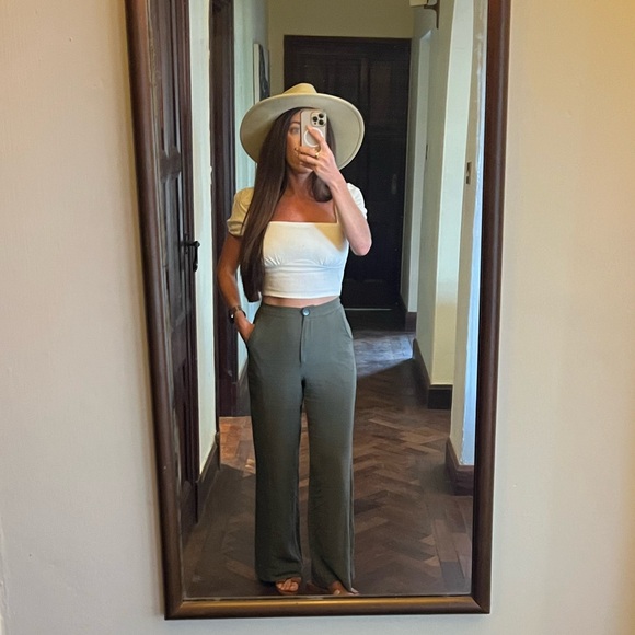 Lucca Couture Olive Pants Green Trouser High Waist size small - Picture 4 of 5